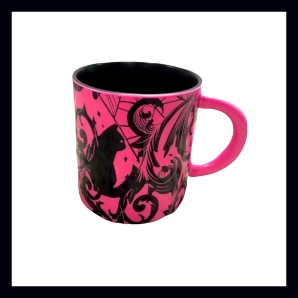 Starbucks Halloween 2021 Limited Edition Neon Pink Black Cat Coffee Cup Mug